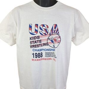 Missouri Wrestling Federation T Shirt Vintage 80s 1988 Championship Mens Medium